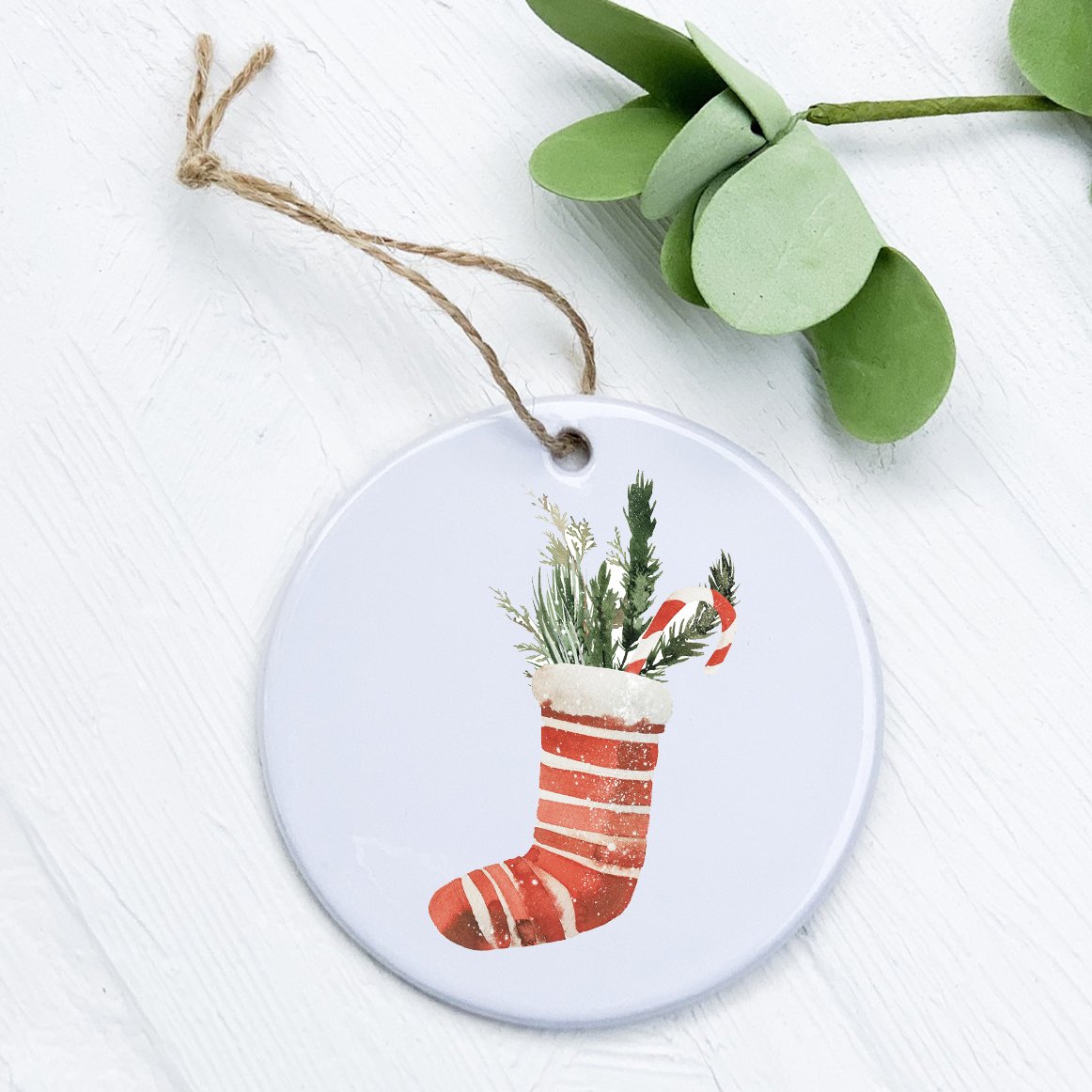 A beautifully crafted porcelain Christmas Stocking ornament with vibrant designs, perfect for holiday gifting and decor.