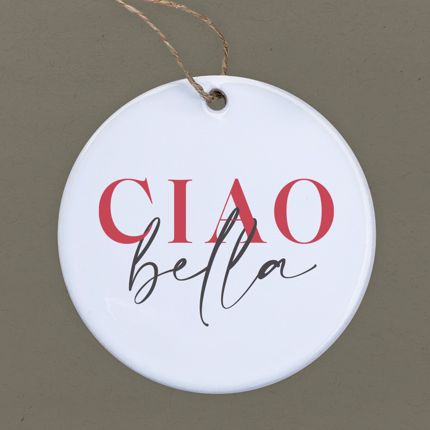 Ciao Bella porcelain ornament featuring original designs, perfect for gifts and home decor.