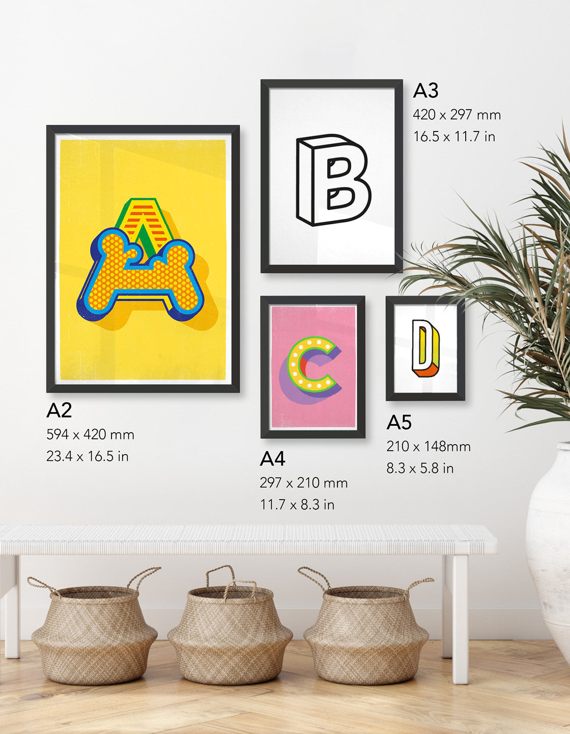 Circus Alphabet art print in black featuring customizable letters inspired by classic circus typography.