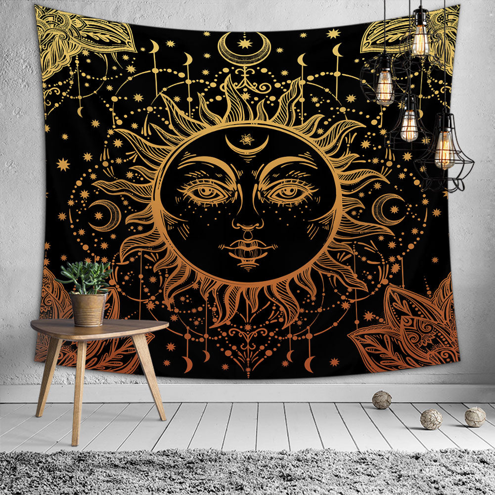 Classic SUN Tapestry featuring a vibrant psychedelic sun design, made from soft and durable polyester fabric, perfect for wall decor.