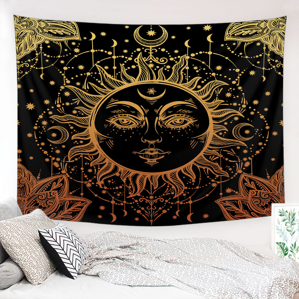 Classic SUN Tapestry featuring a vibrant psychedelic sun design, made from soft and durable polyester fabric, perfect for wall decor.