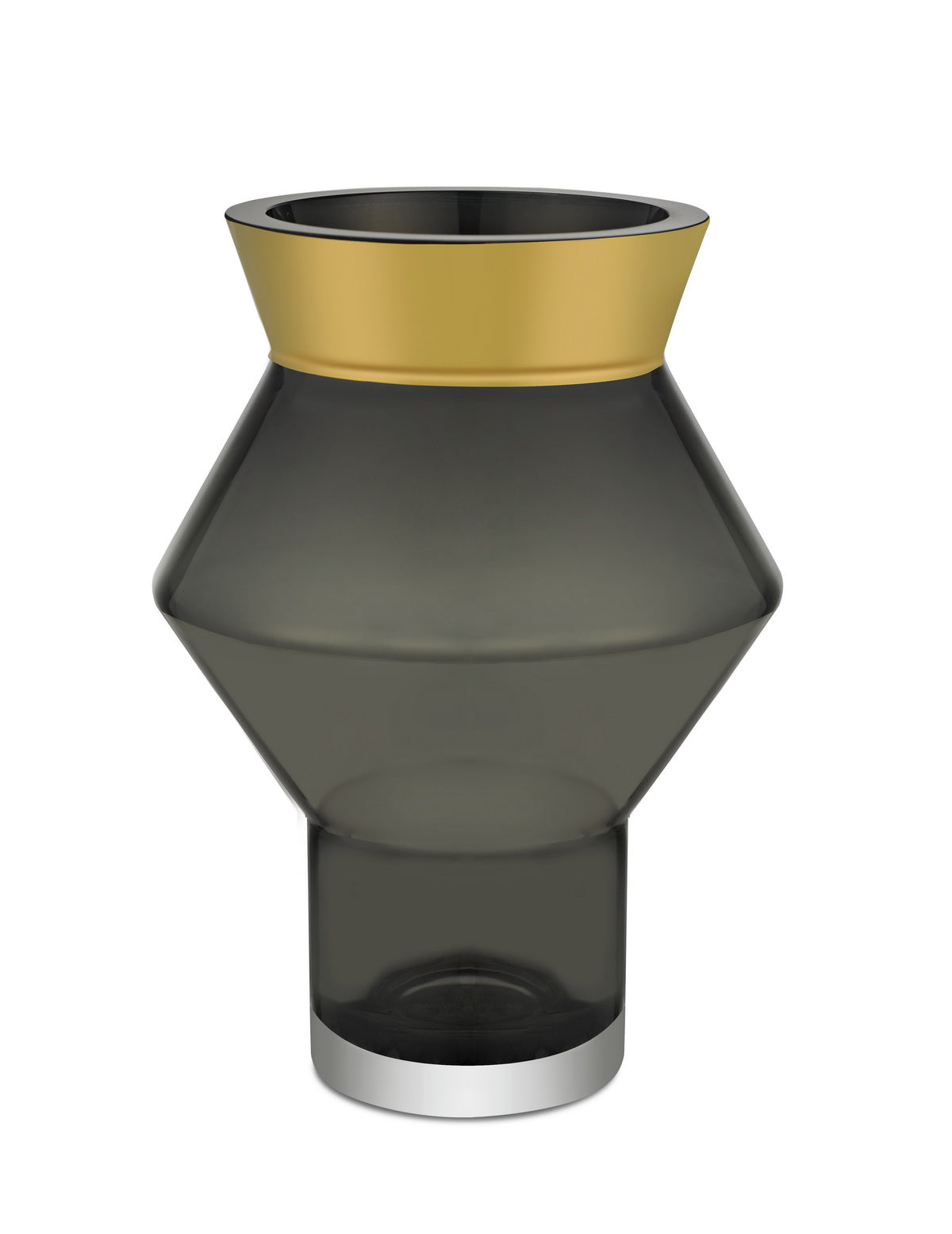 Classy CUZCO glass vase with a 24k gold edge, featuring a trendy dark grey design and standing 23cm tall.