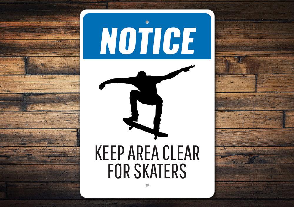 Clear for Skaters sign made of high-quality aluminum, featuring a vibrant design suitable for indoor and outdoor use.