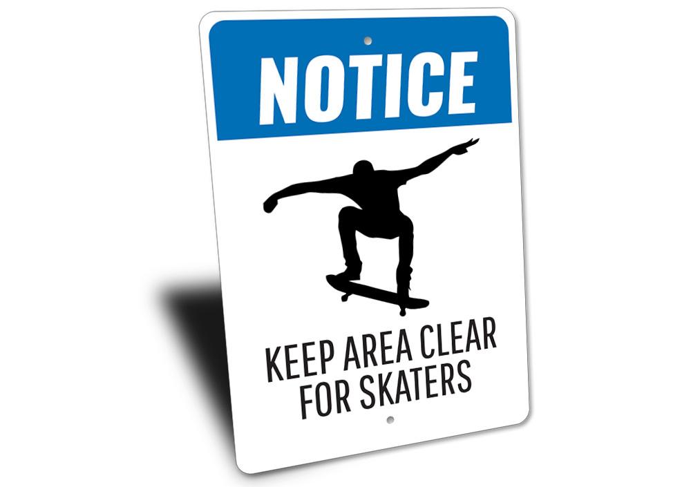 Clear for Skaters sign made of high-quality aluminum, featuring a vibrant design suitable for indoor and outdoor use.