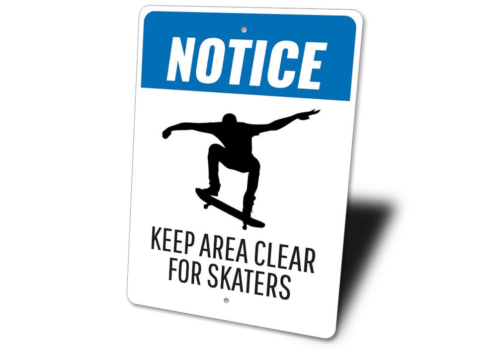 Clear for Skaters sign made of high-quality aluminum, featuring a vibrant design suitable for indoor and outdoor use.