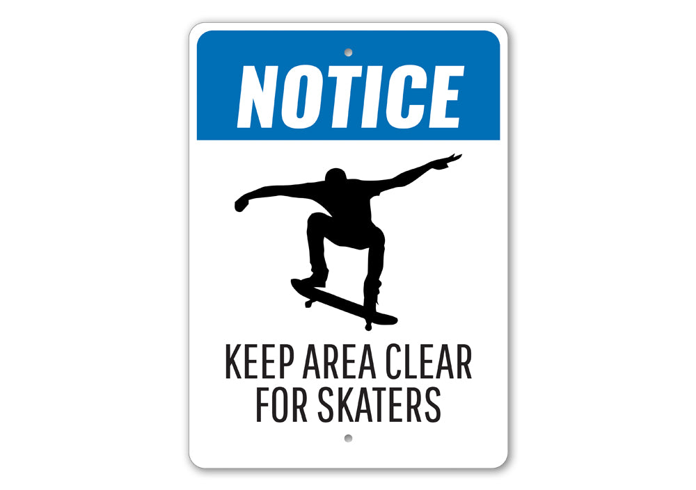 Clear for Skaters sign made of high-quality aluminum, featuring a vibrant design suitable for indoor and outdoor use.