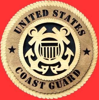 Handcrafted wooden Coast Guard Wall Tribute plaque with 3D design, featuring the United States Coast Guard emblem.