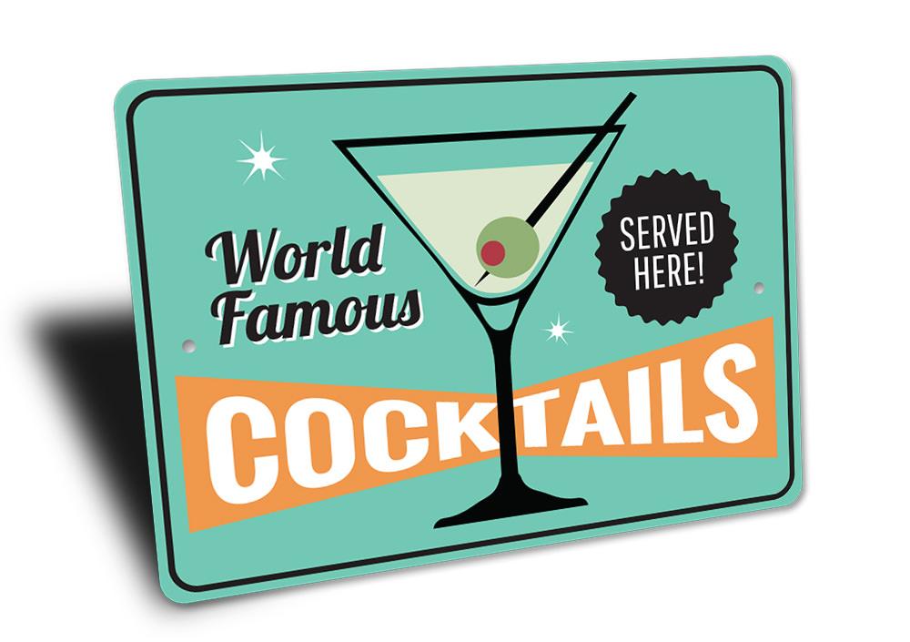 A vibrant Cocktails Sign made of high-quality aluminum, featuring customizable text, perfect for beach houses and bars.