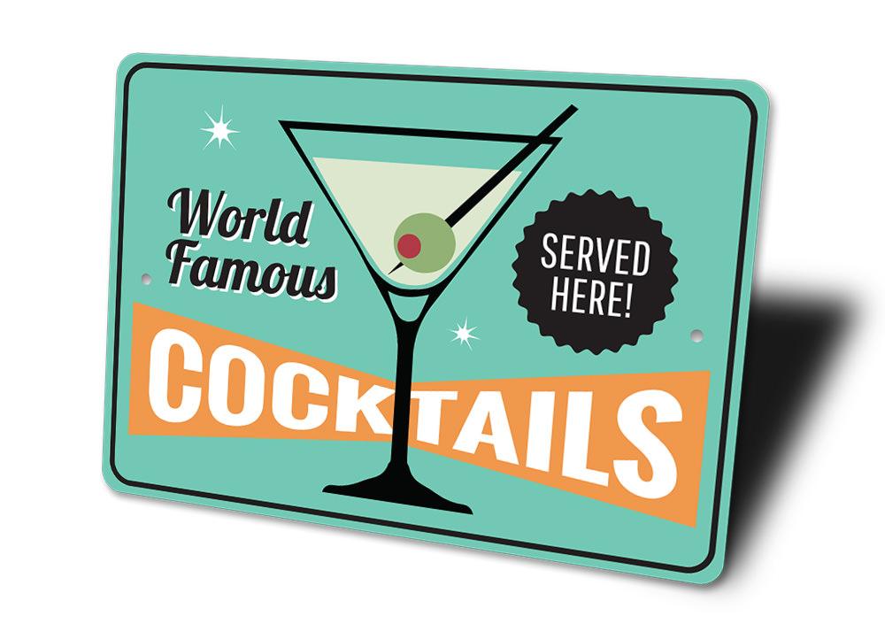 A vibrant Cocktails Sign made of high-quality aluminum, featuring customizable text, perfect for beach houses and bars.