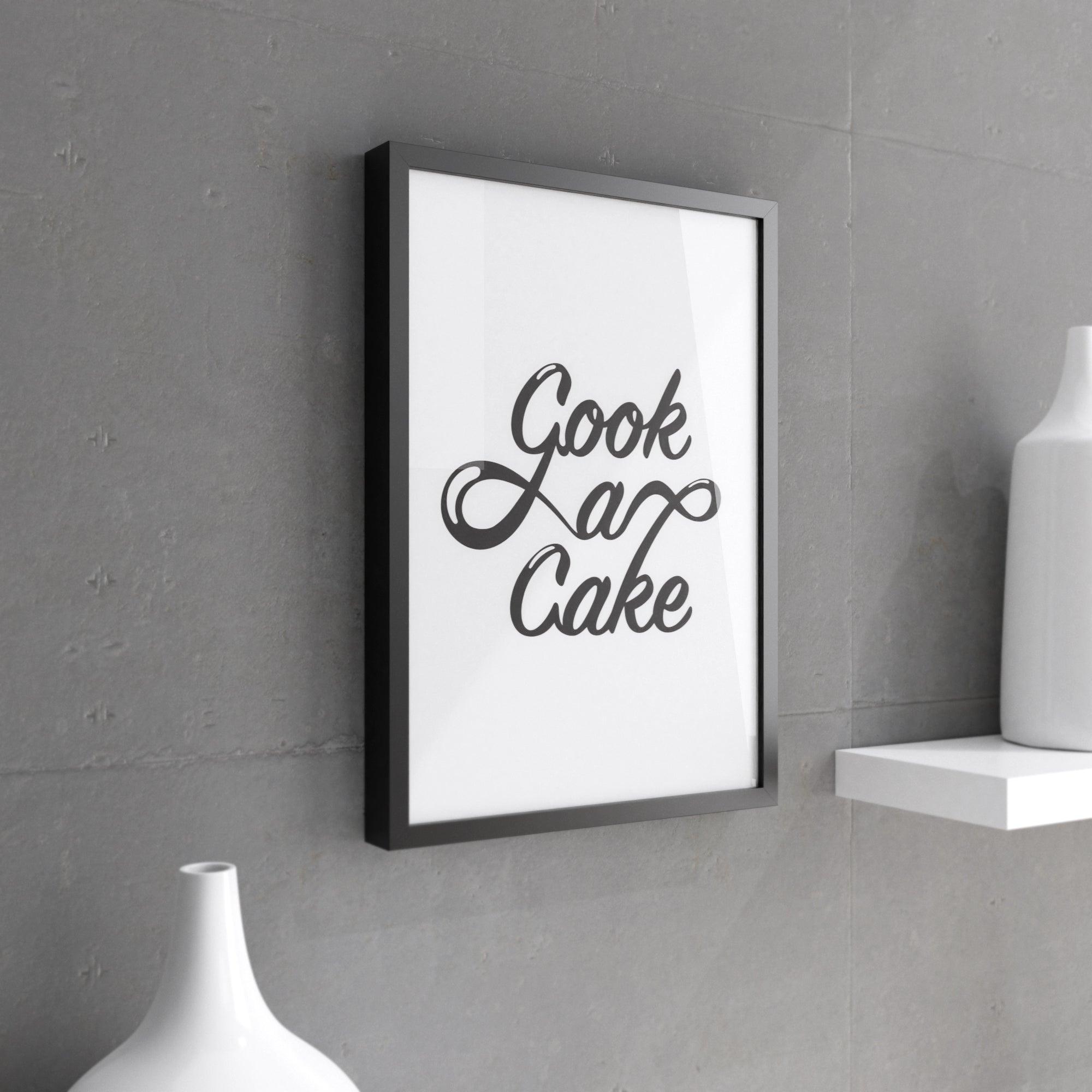 Cook a cake wall print featuring whimsical design, perfect for kitchen decor.