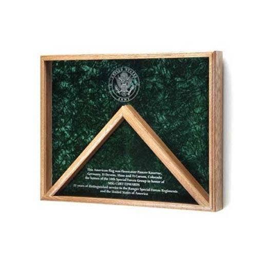 Deluxe Combo Awards Flag Display Case showcasing military honors with a glass front and crushed velvet background.