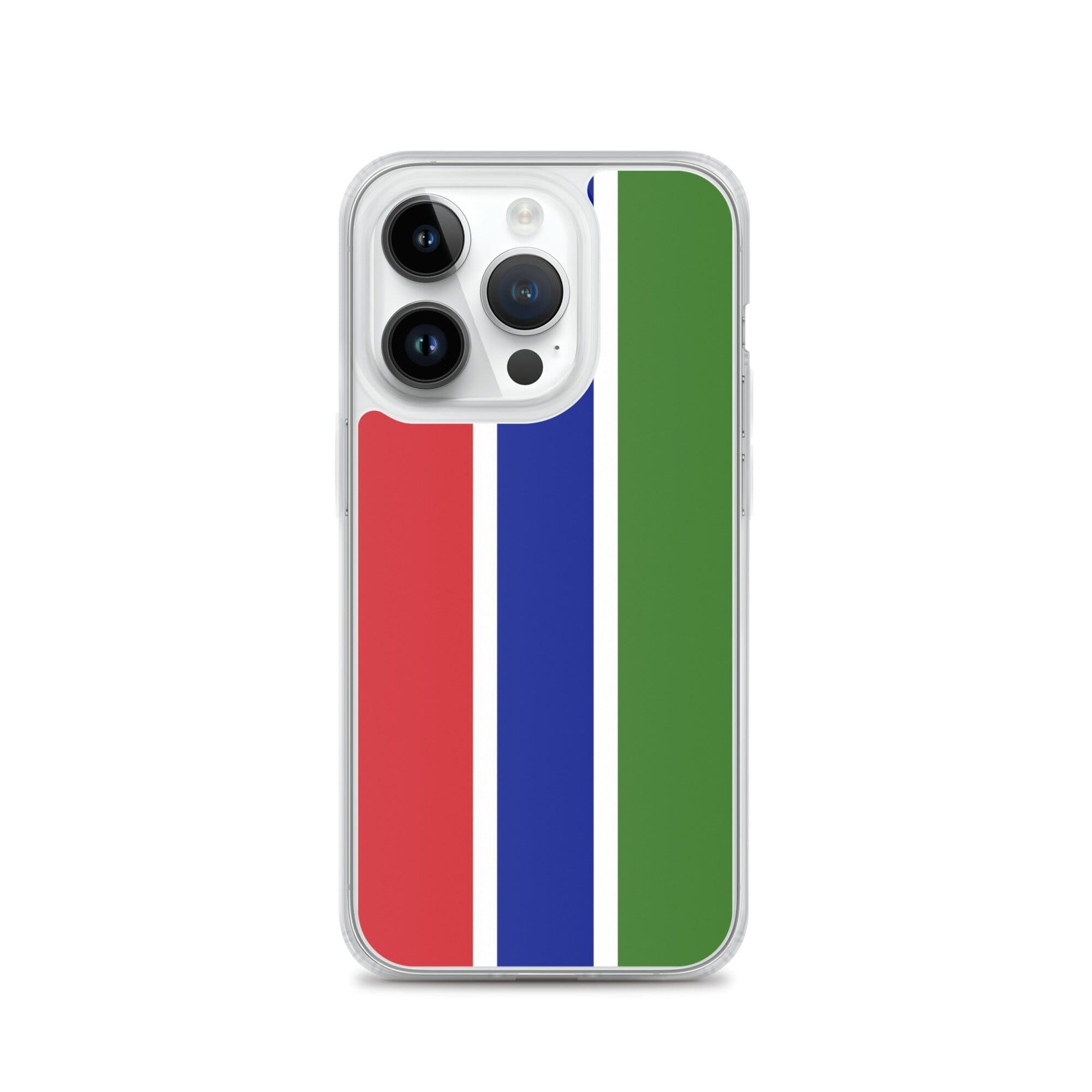 Coque de téléphone avec le drapeau de la Gambie, en plastique transparent et TPU, adaptée aux modèles d'iPhone 6 à 14 Pro Max.