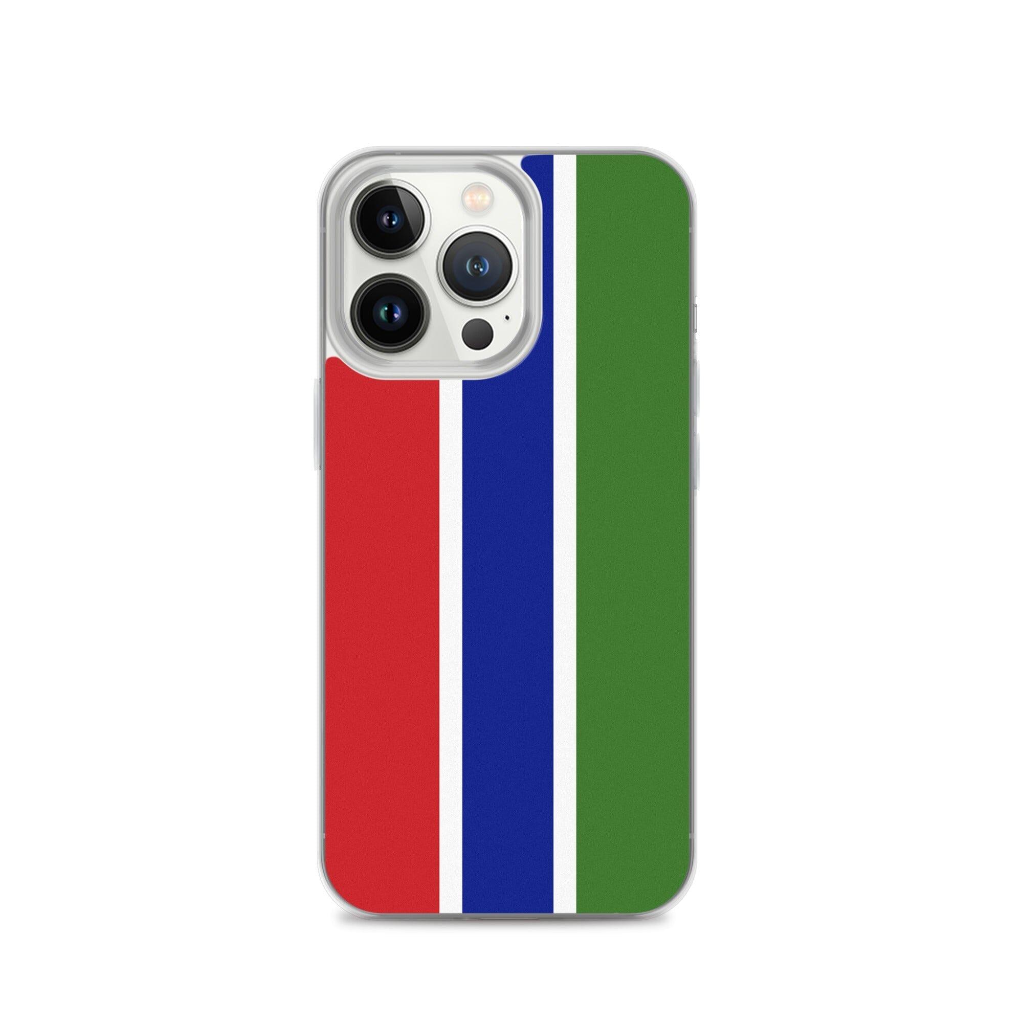 Coque de téléphone avec le drapeau de la Gambie, en plastique transparent et TPU, adaptée aux modèles d'iPhone 6 à 14 Pro Max.