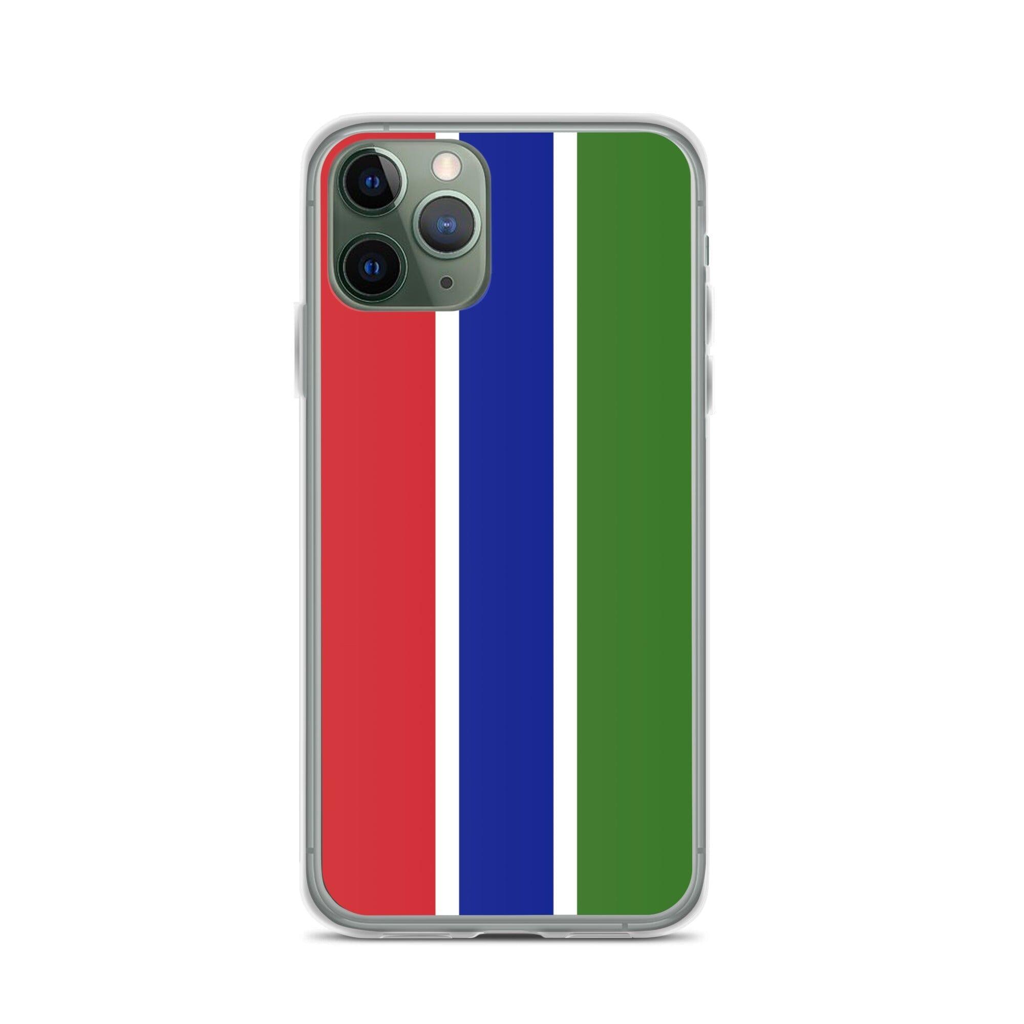 Coque de téléphone avec le drapeau de la Gambie, en plastique transparent et TPU, adaptée aux modèles d'iPhone 6 à 14 Pro Max.