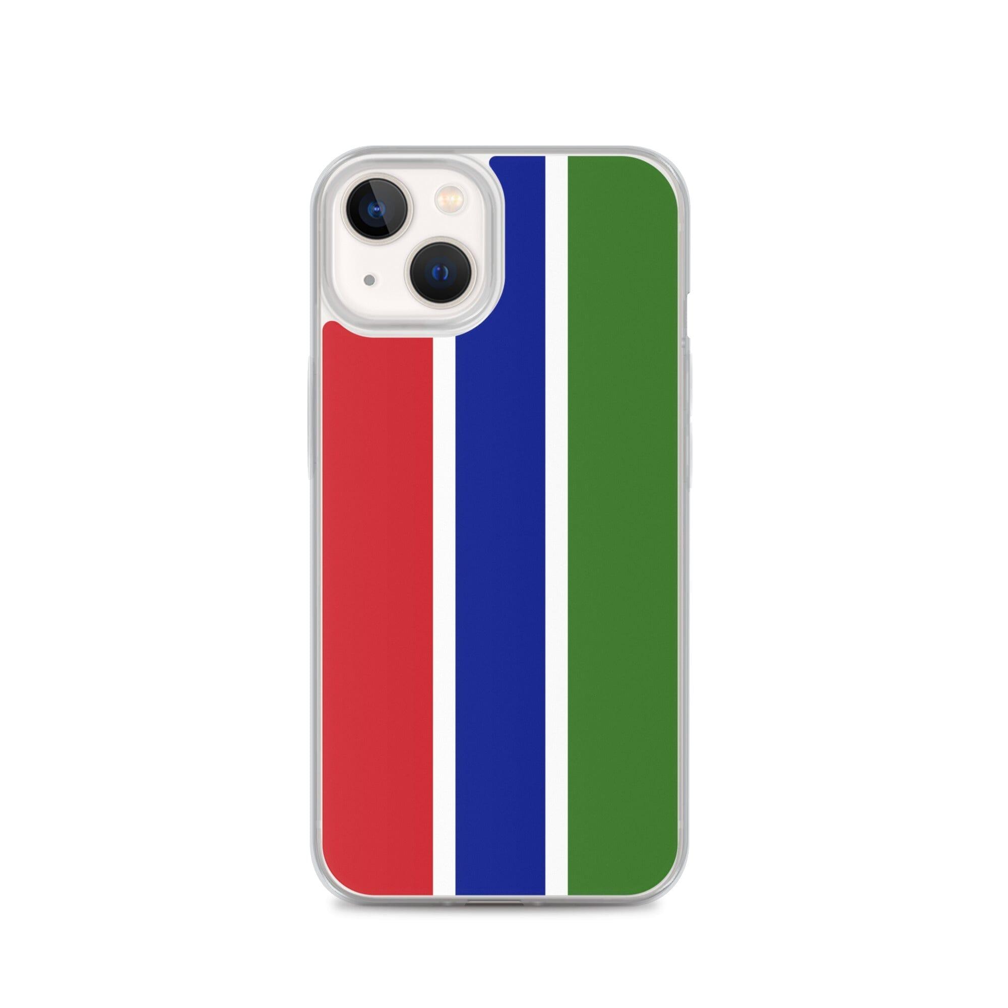Coque de téléphone avec le drapeau de la Gambie, en plastique transparent et TPU, adaptée aux modèles d'iPhone 6 à 14 Pro Max.