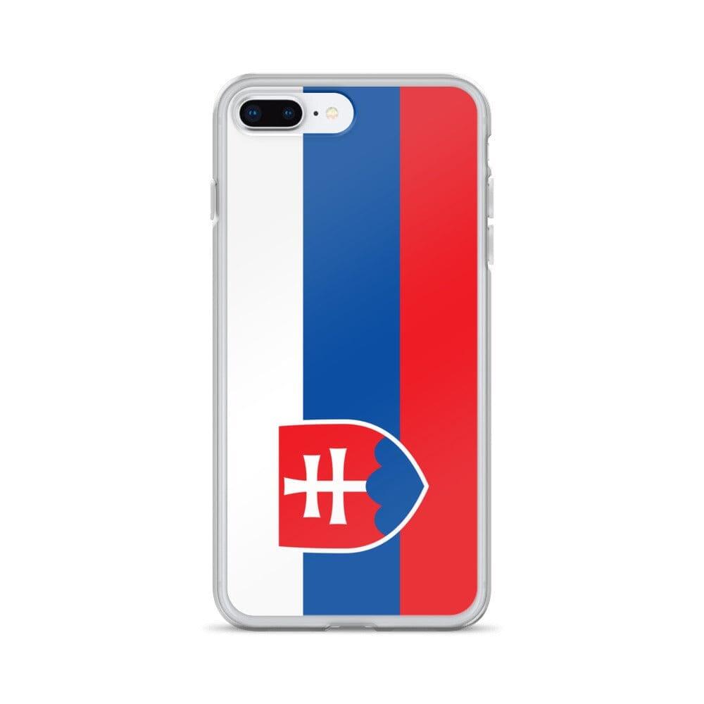 Coque de téléphone transparente avec le drapeau de la Slovaquie, conçue pour iPhone, offrant protection et style.