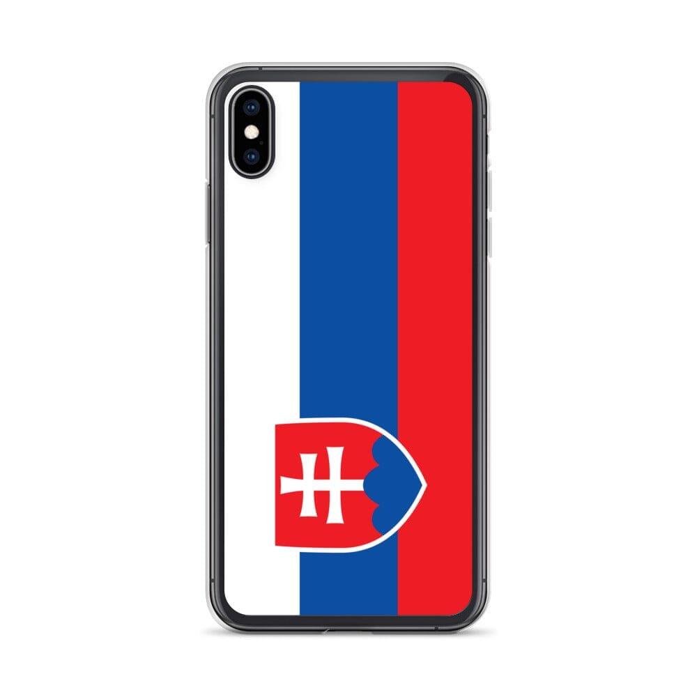 Coque de téléphone transparente avec le drapeau de la Slovaquie, conçue pour iPhone, offrant protection et style.