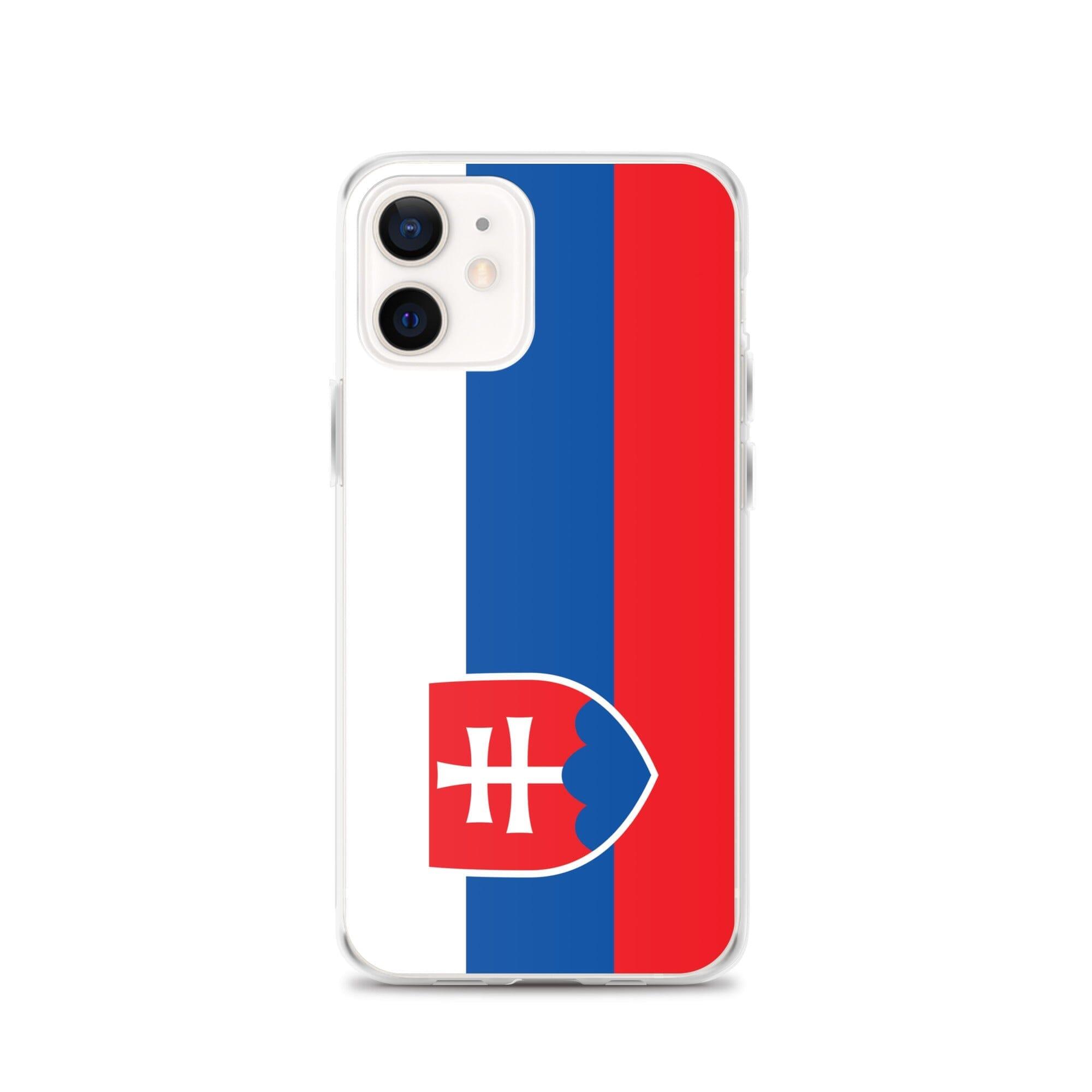 Coque de téléphone transparente avec le drapeau de la Slovaquie, conçue pour iPhone, offrant protection et style.