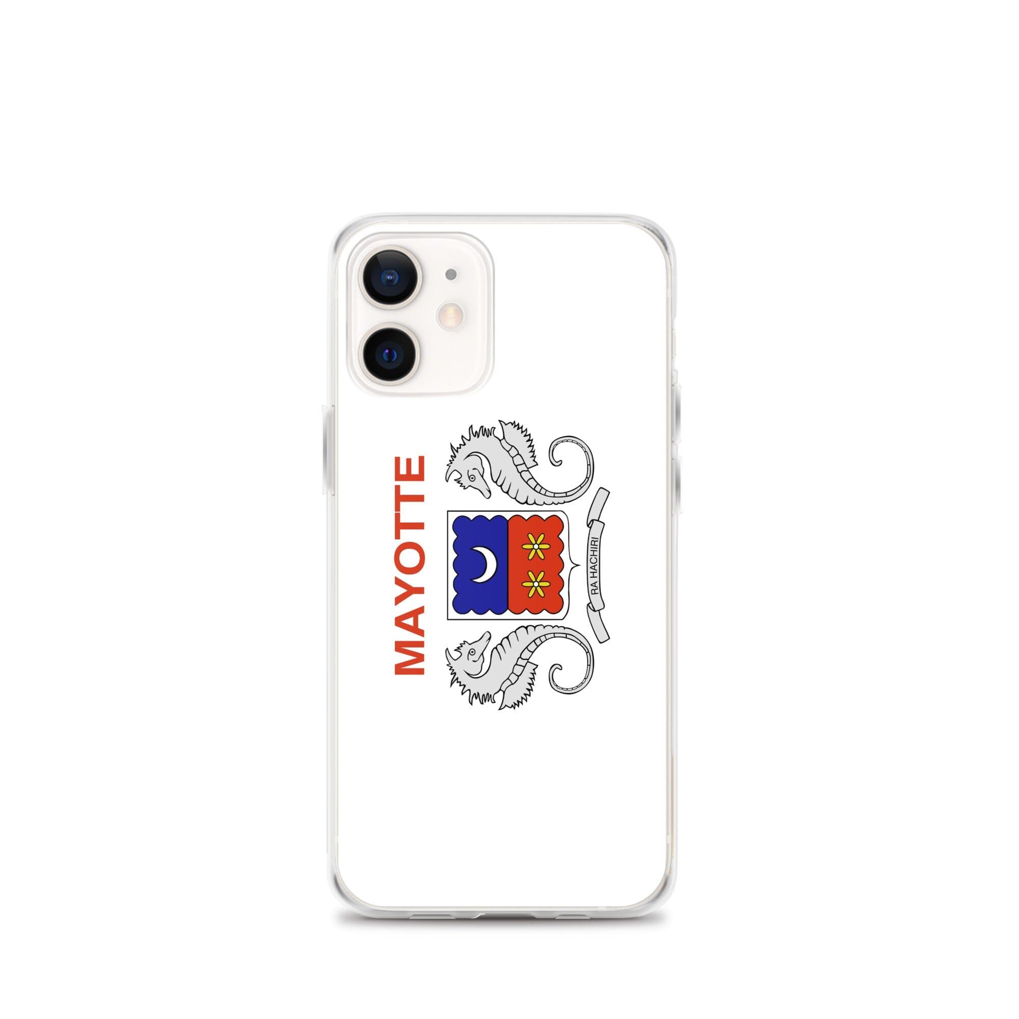 Coque de téléphone transparente avec le drapeau de Mayotte, offrant une protection pour iPhone.