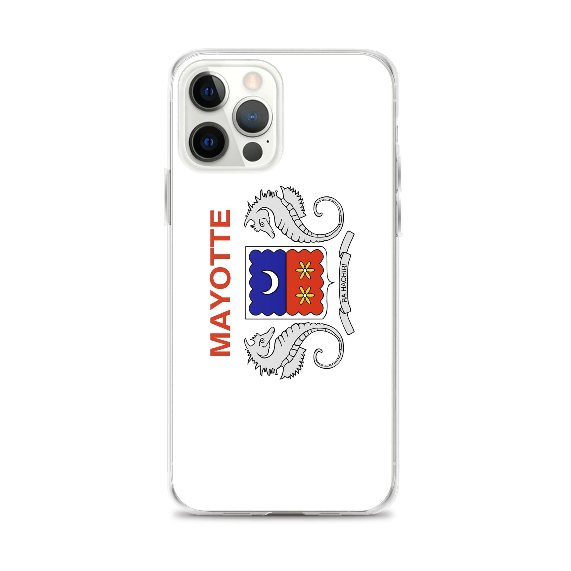 Coque de téléphone transparente avec le drapeau de Mayotte, offrant une protection pour iPhone.