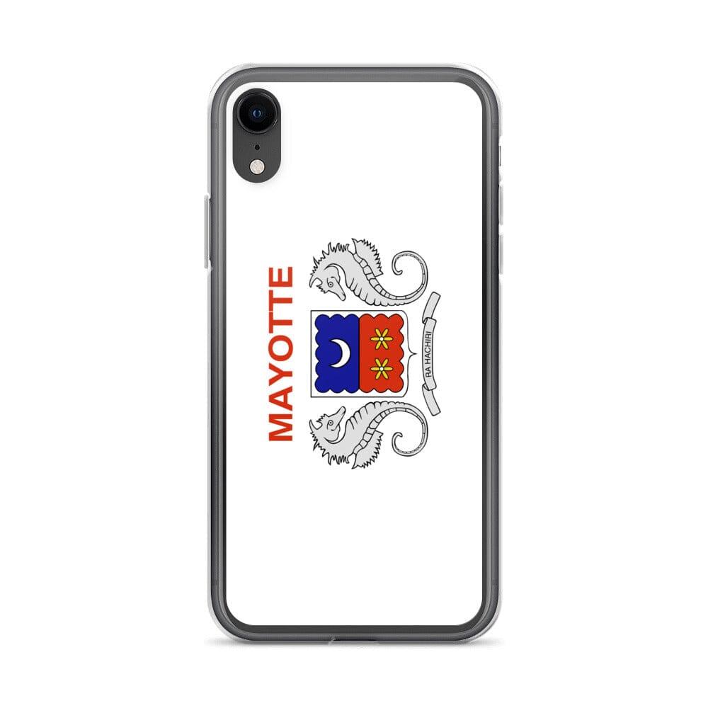 Coque de téléphone transparente avec le drapeau de Mayotte, offrant une protection pour iPhone.