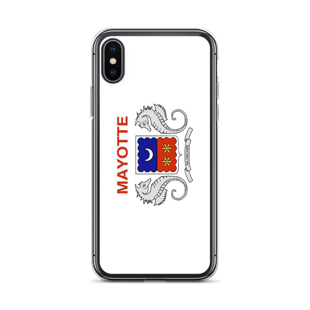 Coque de téléphone transparente avec le drapeau de Mayotte, offrant une protection pour iPhone.