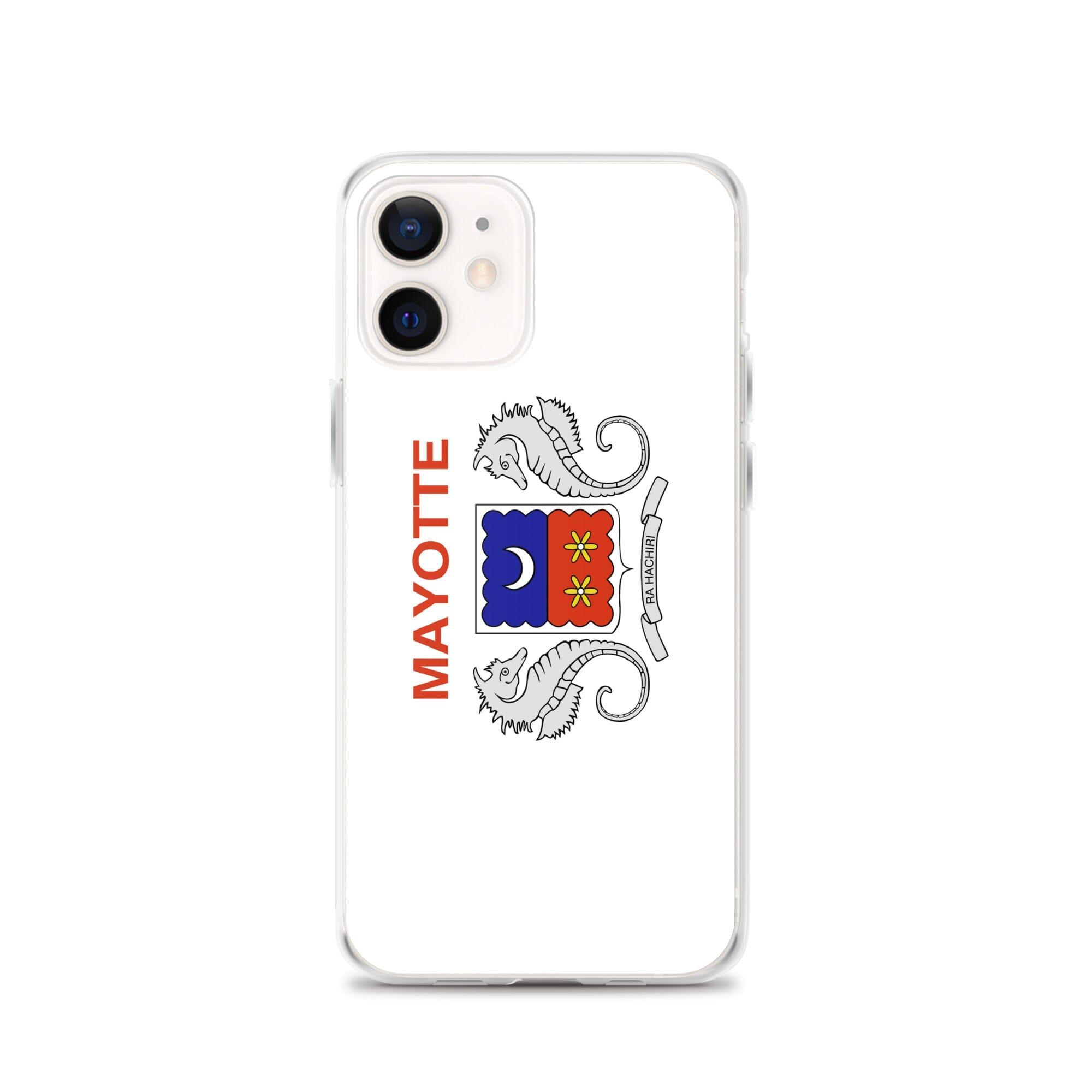 Coque de téléphone transparente avec le drapeau de Mayotte, offrant une protection pour iPhone.