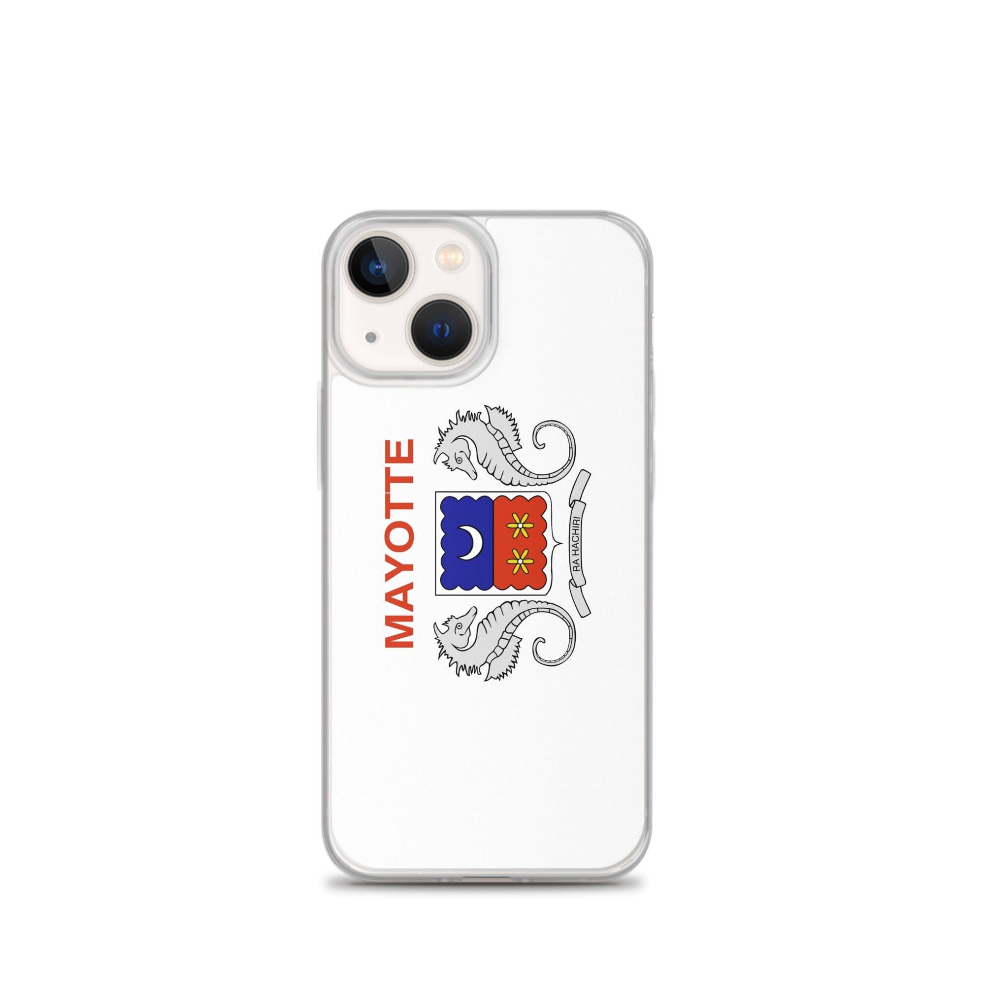 Coque de téléphone transparente avec le drapeau de Mayotte, offrant une protection pour iPhone.
