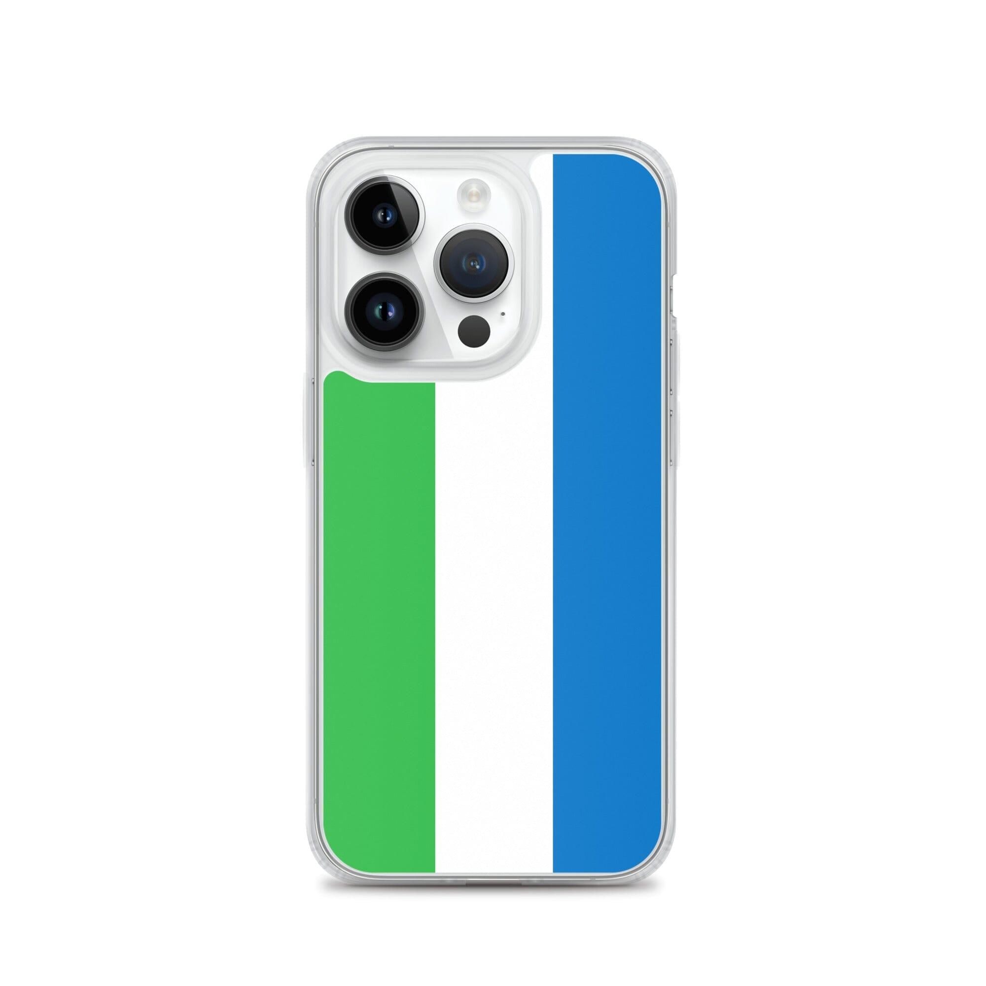 Coque de téléphone transparente avec le drapeau de la Sierra Leone, offrant une protection pour iPhone.