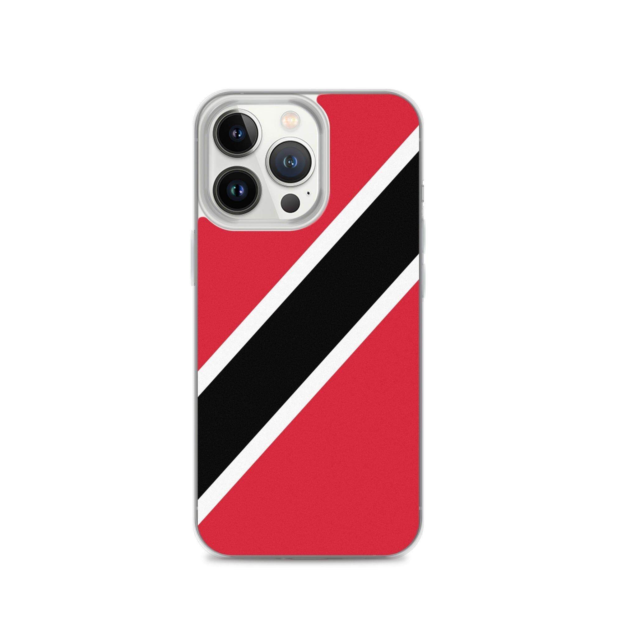 Coque de téléphone avec le drapeau de Trinité-et-Tobago, en plastique transparent et TPU, pour iPhone.