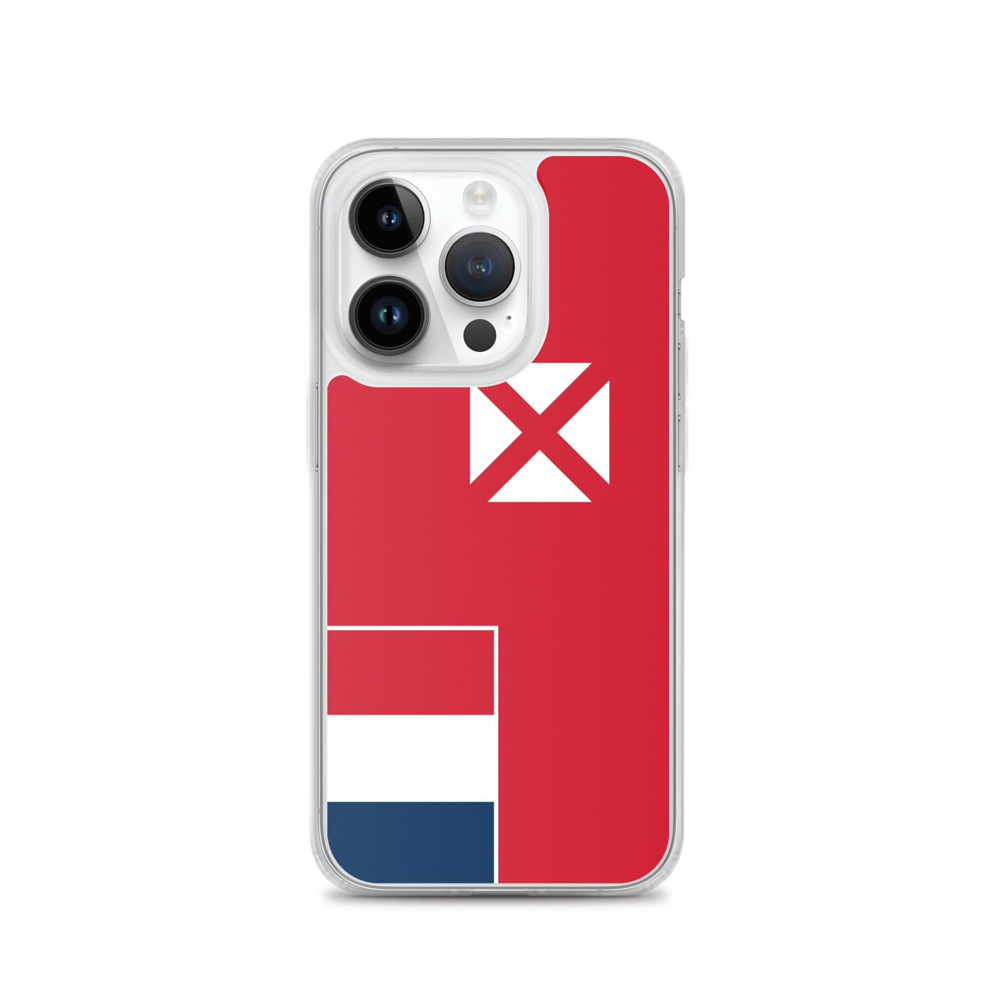 Coque de téléphone transparente avec le drapeau de Wallis-et-Futuna, offrant une protection pour iPhone.