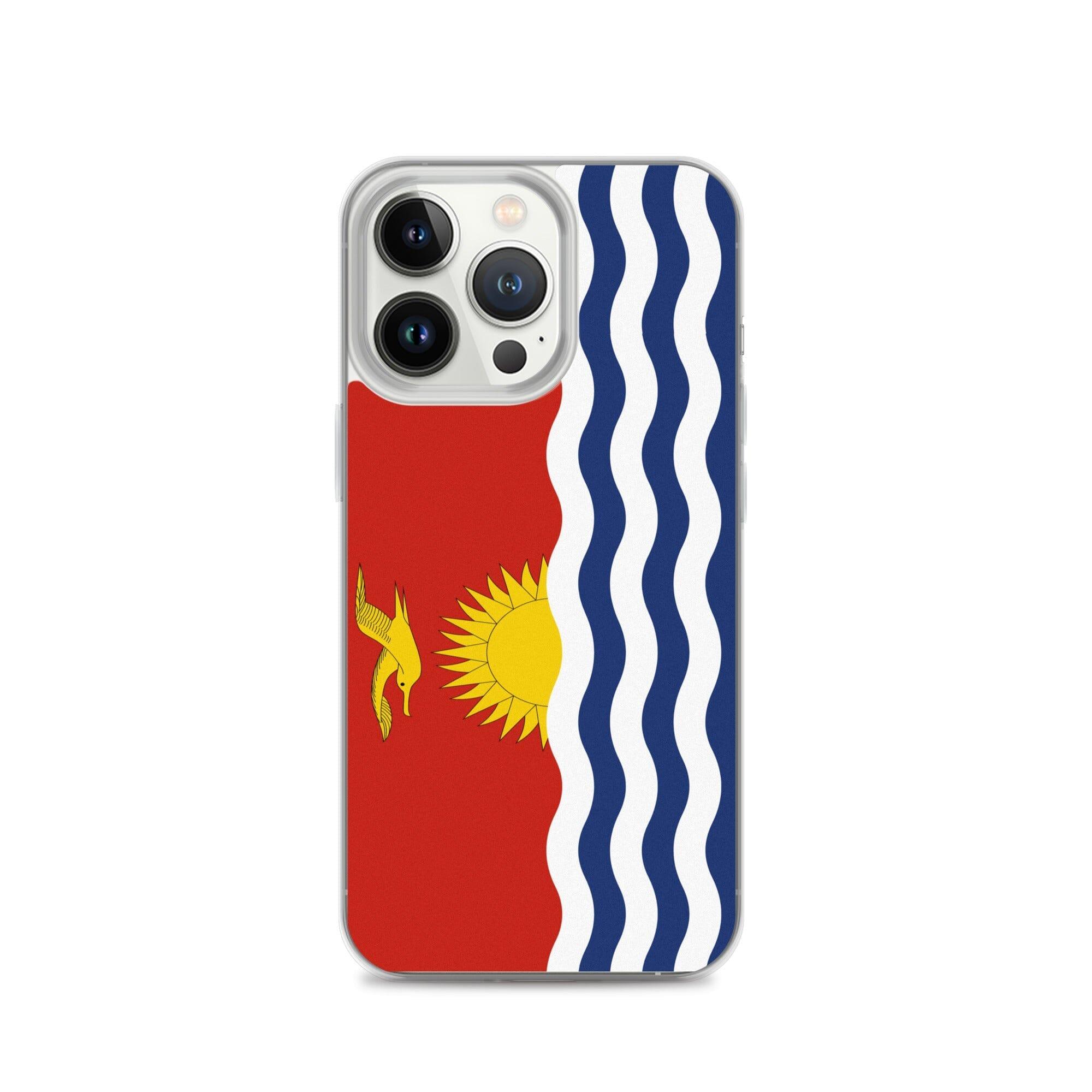 Coque de téléphone transparente avec le drapeau des Kiribati, offrant une protection élégante pour iPhone.