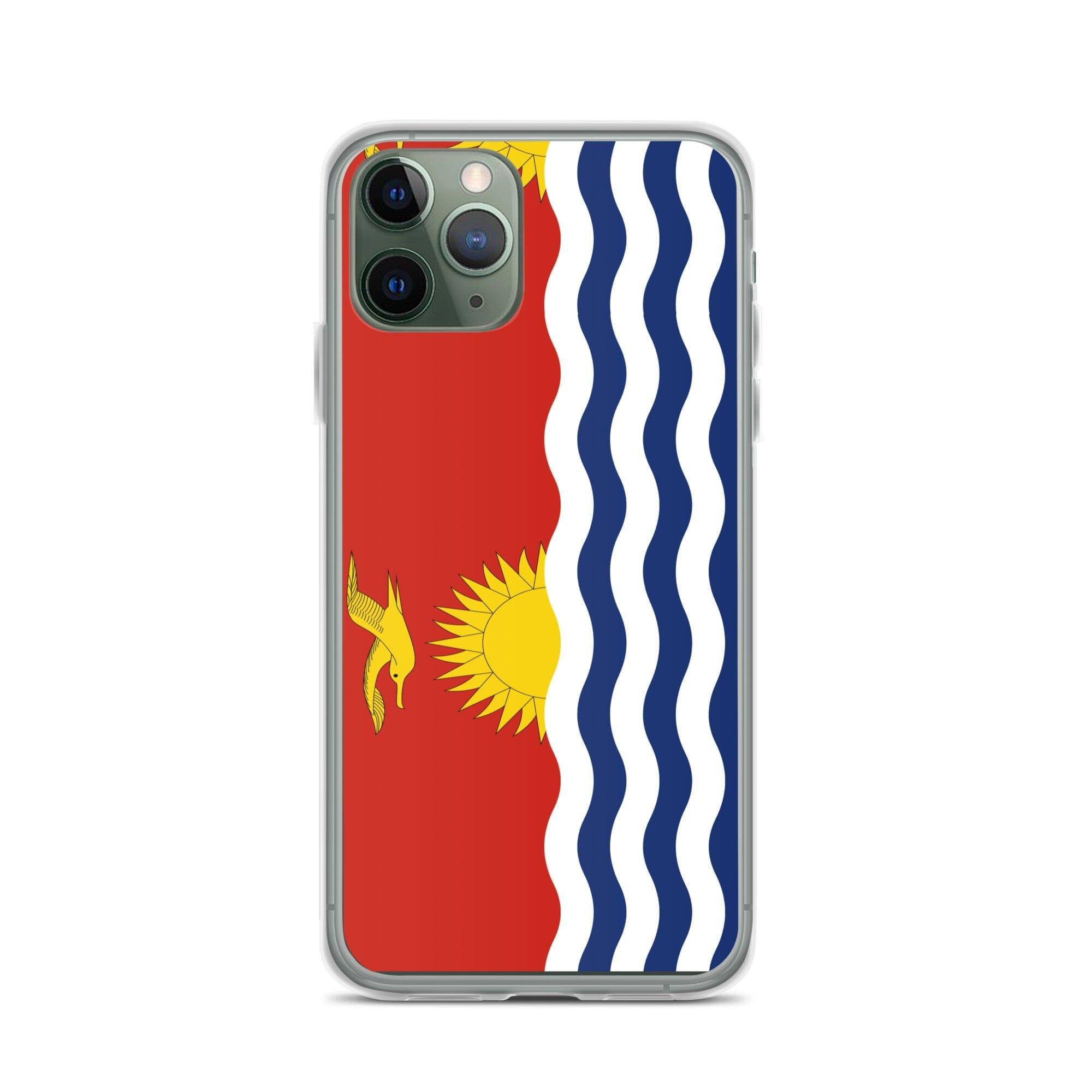 Coque de téléphone transparente avec le drapeau des Kiribati, offrant une protection élégante pour iPhone.