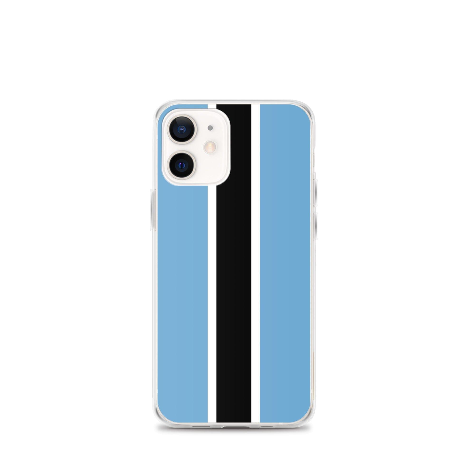 Coque de téléphone transparente avec le drapeau du Botswana, conçue pour iPhone, offrant protection et style.
