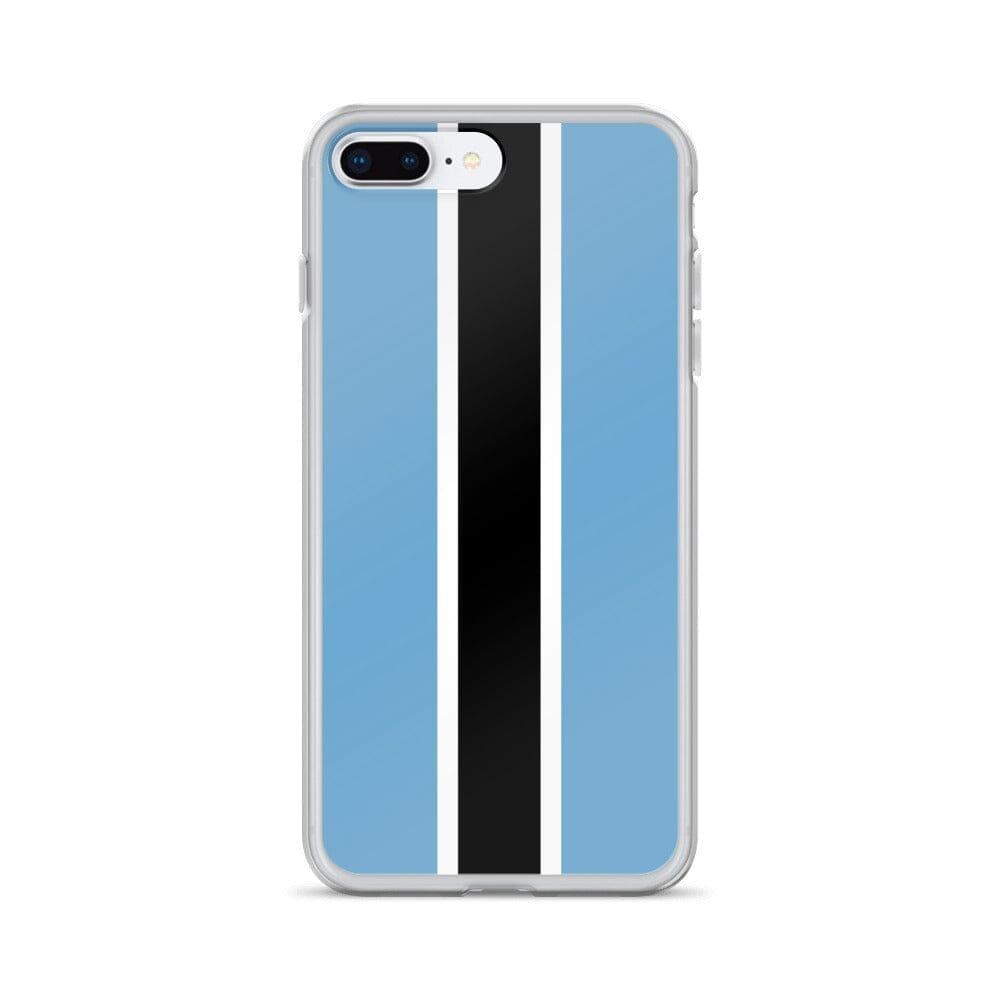 Coque de téléphone transparente avec le drapeau du Botswana, conçue pour iPhone, offrant protection et style.