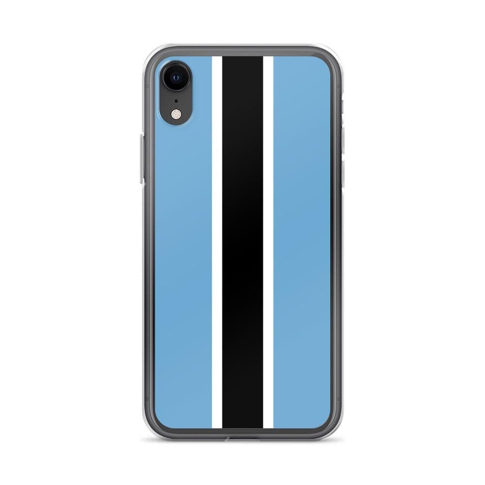 Coque de téléphone transparente avec le drapeau du Botswana, conçue pour iPhone, offrant protection et style.
