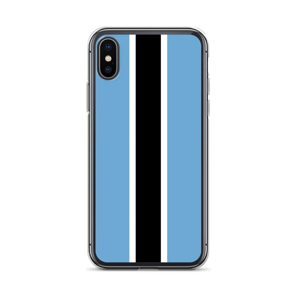 Coque de téléphone transparente avec le drapeau du Botswana, conçue pour iPhone, offrant protection et style.