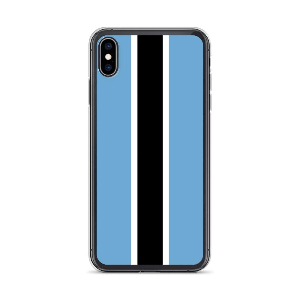 Coque de téléphone transparente avec le drapeau du Botswana, conçue pour iPhone, offrant protection et style.