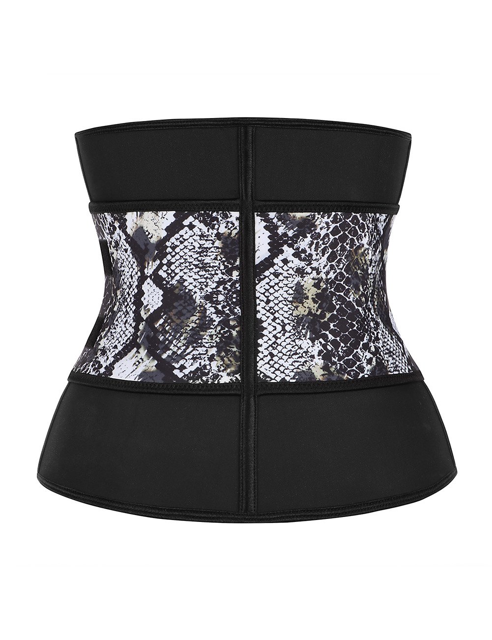 Corsets Latex Waist Cincher featuring a trendy snake print design with 7 steel bones for effective waist shaping.