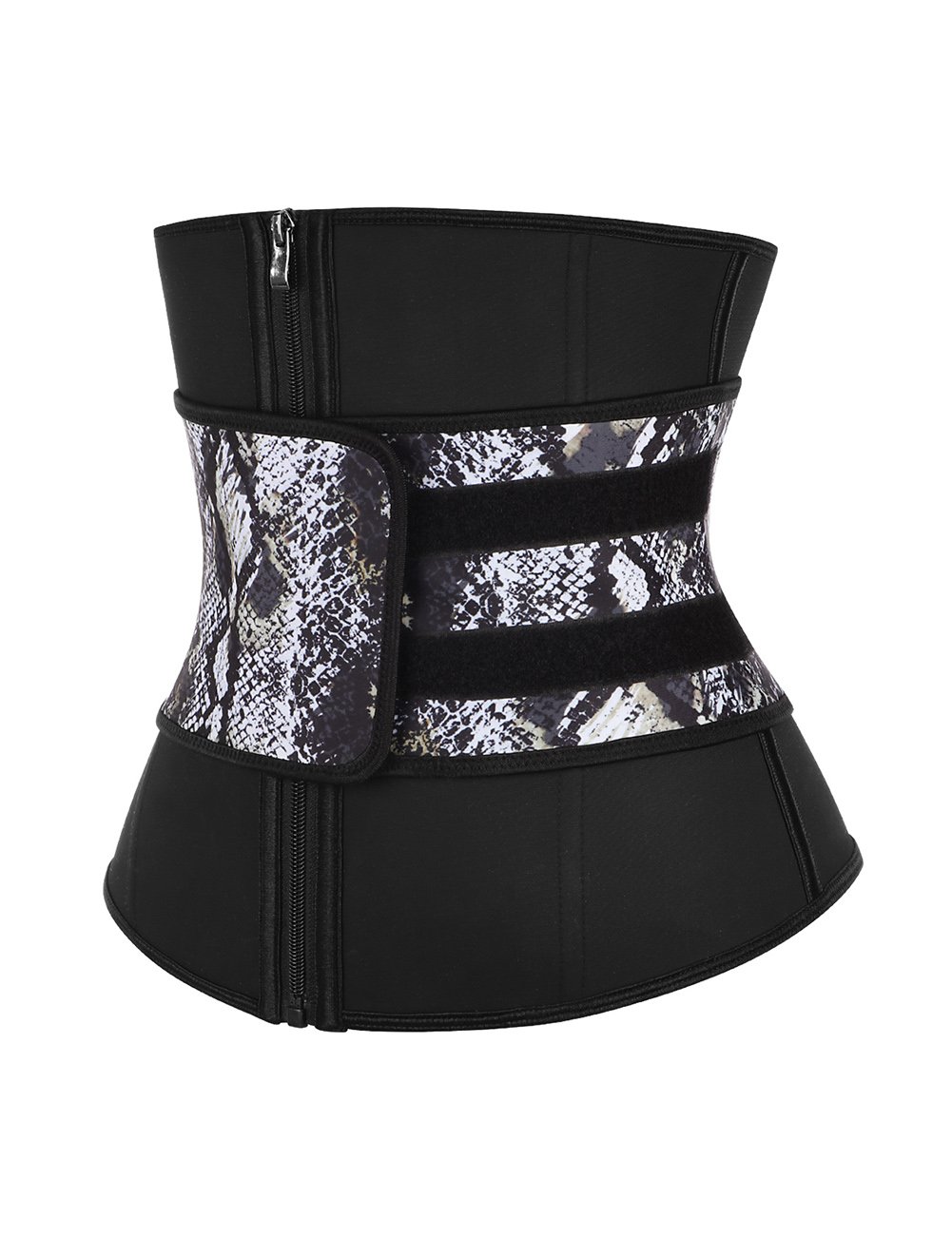 Corsets Latex Waist Cincher featuring a trendy snake print design with 7 steel bones for effective waist shaping.