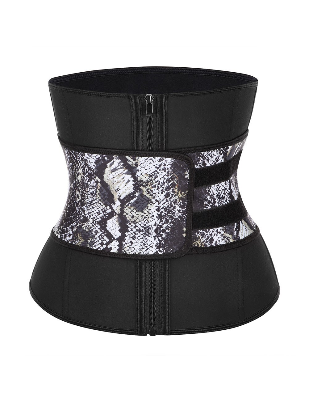 Corsets Latex Waist Cincher featuring a trendy snake print design with 7 steel bones for effective waist shaping.