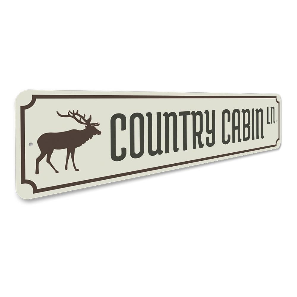 Country Cabin Lane Sign made of durable aluminum, featuring customizable text for lakehouse decor.