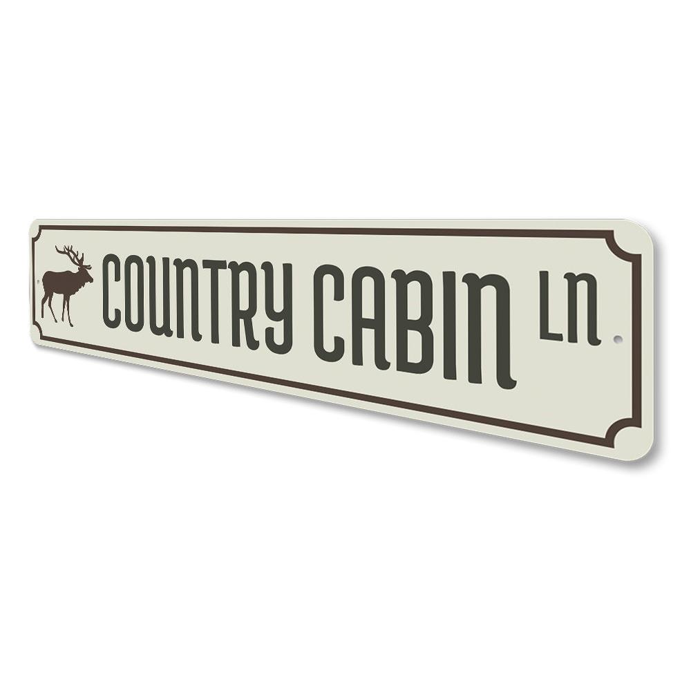 Country Cabin Lane Sign made of durable aluminum, featuring customizable text for lakehouse decor.