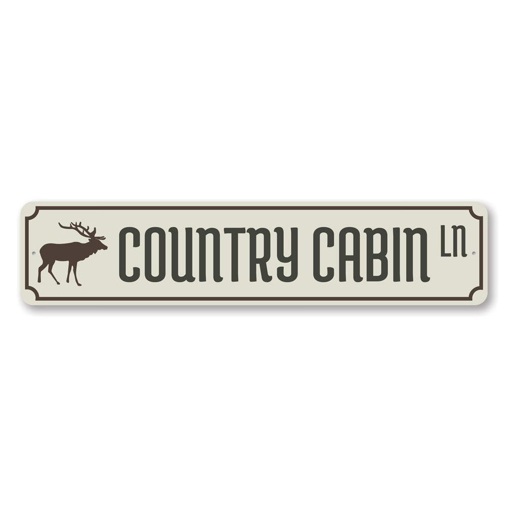 Country Cabin Lane Sign made of durable aluminum, featuring customizable text for lakehouse decor.