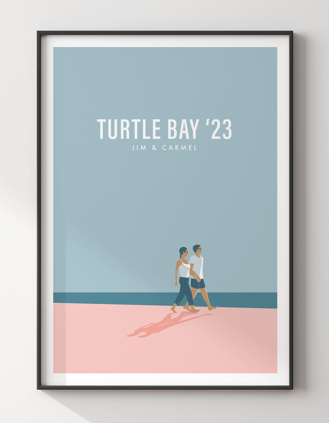 A romantic couple walking hand in hand on a serene beach, capturing minimal holiday vibes.