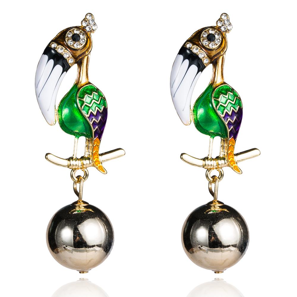 Elegant Crystal Parrot Tassel Earrings featuring a vibrant design and dangle style, perfect for women.
