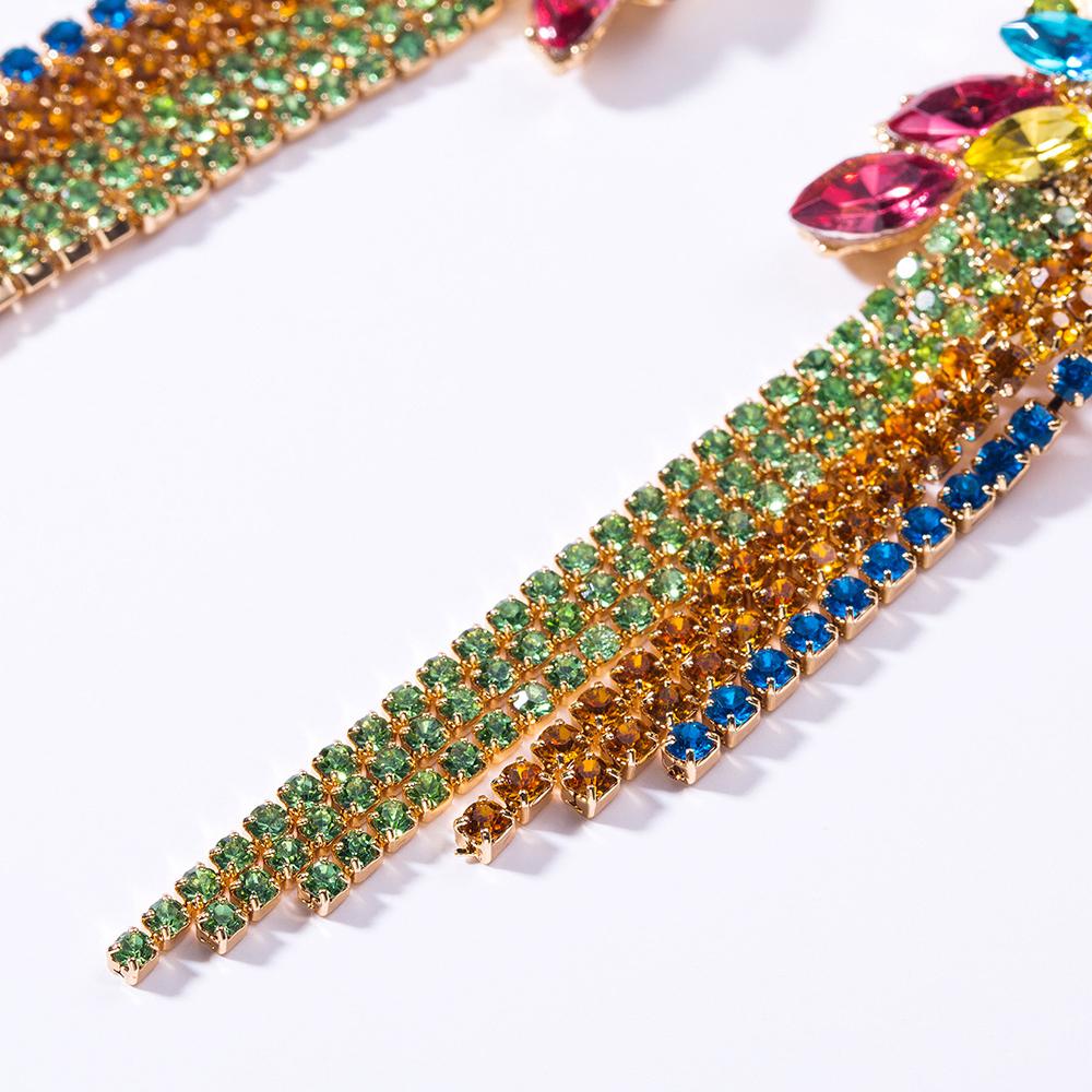 Elegant Crystal Parrot Tassel Earrings featuring a vibrant design and dangle style, perfect for women.