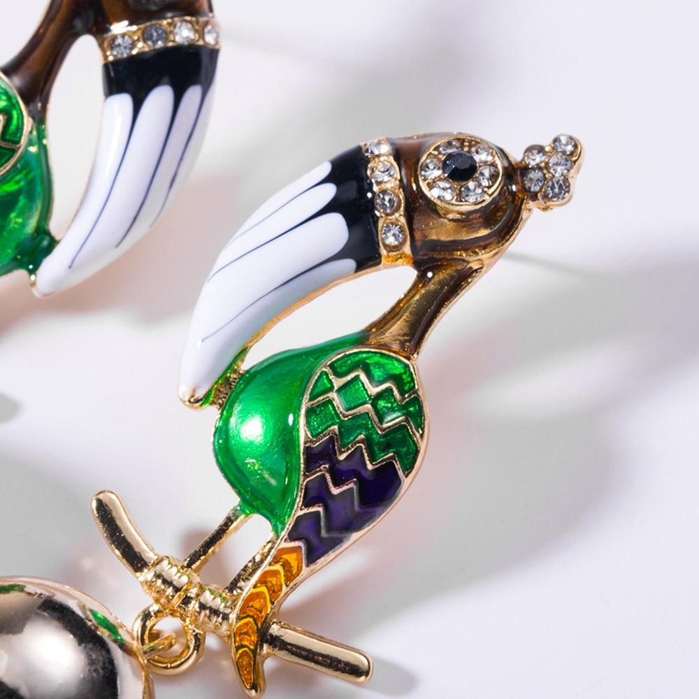 Elegant Crystal Parrot Tassel Earrings featuring a vibrant design and dangle style, perfect for women.