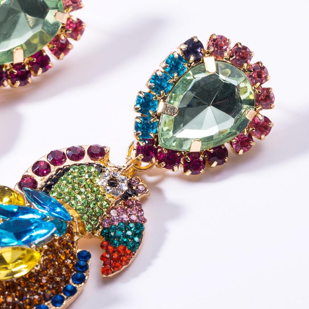Elegant Crystal Parrot Tassel Earrings featuring a vibrant design and dangle style, perfect for women.