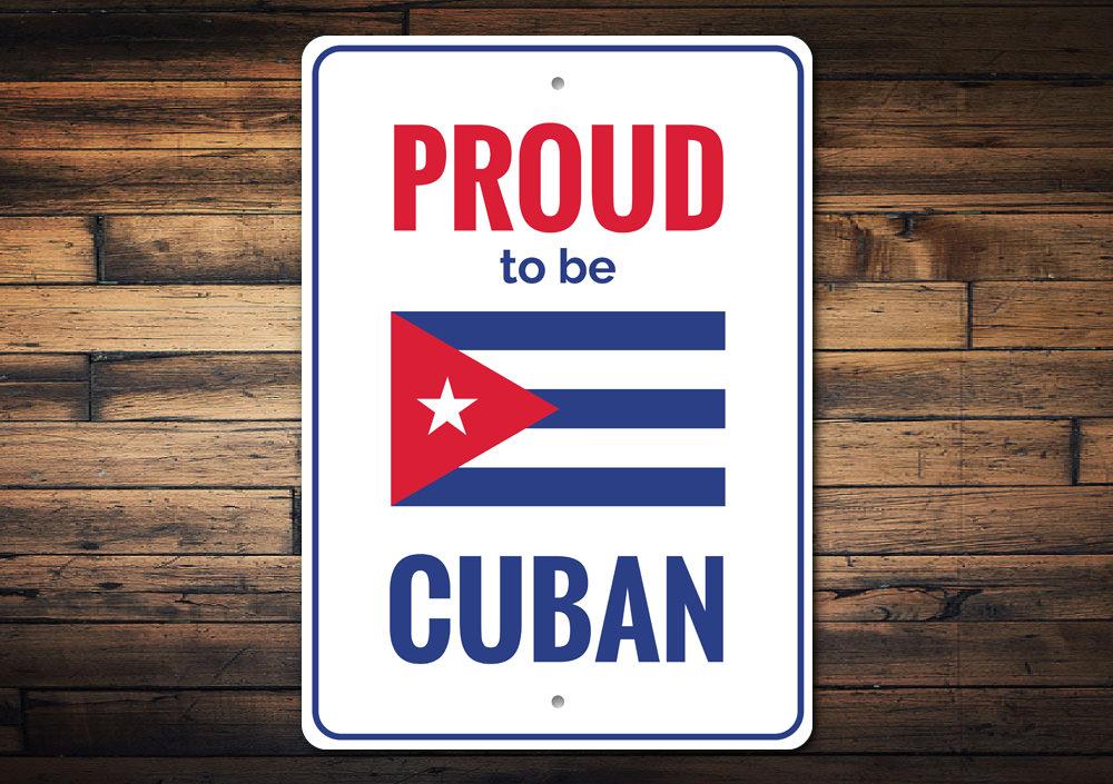 Cuban Pride Sign made of high-quality aluminum, featuring vibrant colors and customizable text, perfect for home decor.